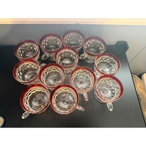 Vintage Whitehall Ruby Flash Pedestal Punch Cups Set of 12
